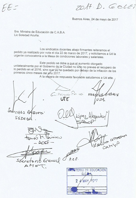 SOLICITAMOS LA URGENTE CONVOCATORIA A LA MESA DE CONDICIONES LABORALES ...